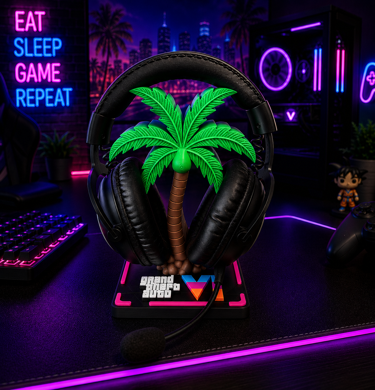 🌴 Support Casque Gaming GTA VI – Édition Vice City