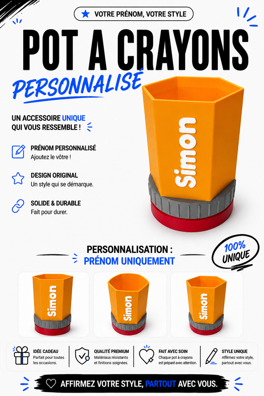 Pot à crayons personnalisé avec prénom