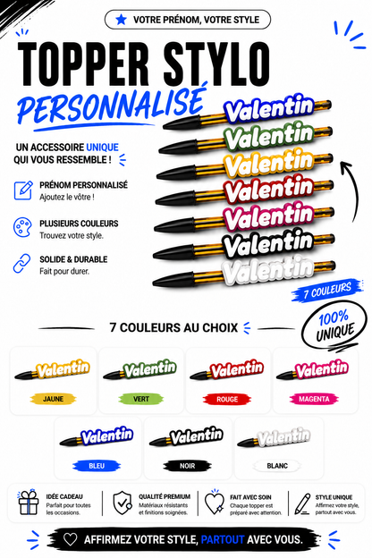 Topper pour stylo personnalisé avec prénom